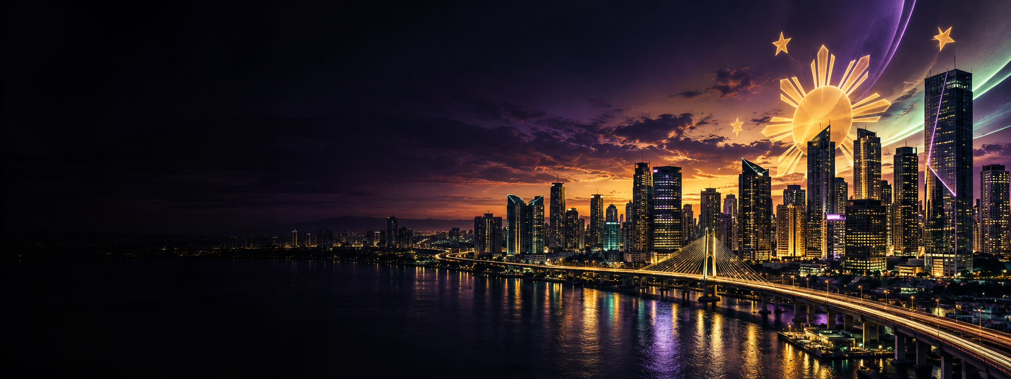 Manila skyline and Philippine-inspired imagery